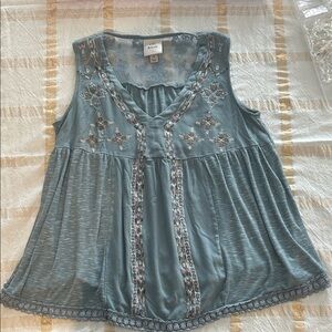 Knox Rose Teal Embroidered Blouse